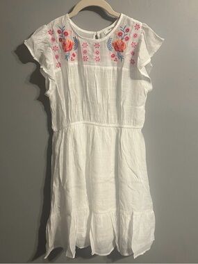 Mine White Cotton Dress with Pink, Orange & Blue Embroidery Nordstrom